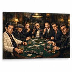 Slika 7 mafijaša za pokerskim stolom, legende kultnih filmova kao vrhunski dekor na platnu od brenda Papilora.