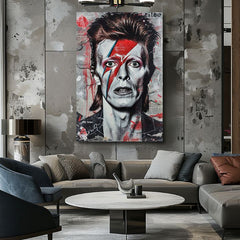 Moderan slika na platnu s motivom Davida Bowieho - Ikona hudby i štýlu u belo-crnih nijansama, intenzivna atmosfera, muzička istorija i ikonografija – proizvod