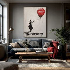 Moderan slika na platnu s motivom Follow Your Dreams, balon u belo-crnih nijansama, snovi i nádej | Slika Follow Your Dreams – proizvod [XOBWSPP030E1]