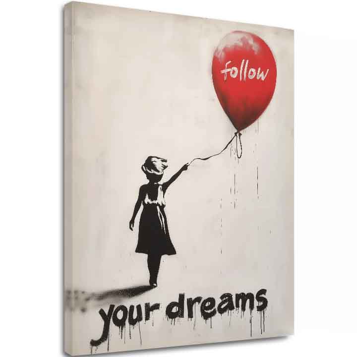 Moderan slika na platnu s motivom Follow Your Dreams, balon u belo-crnih nijansama, snovi i nádej | Slika Follow Your Dreams – glavna [XOBWSPP030E1]