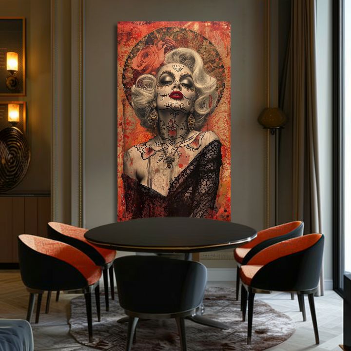 Moderan slika na platnu s motivom žena, ruže u crno-kremih nijansama, elegantna atmosfera | Marilyn Monroe slika na platnu - Mystická lepota – proizvod