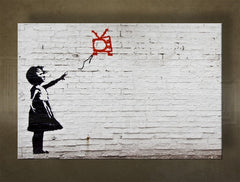 Klasičan slika s motivom Street ART – Banksy, balon, pejzaž u ljubičasto-plavih nijansama | Slika na platnu Street ART – Banksy, gradski život – pregled