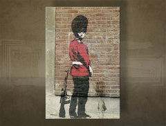 Klasičan slika na platnu s motivom Street ART – Banksy, pejzaž, more i plaža u ljubičasto-plavih nijansama, melanholična atmosfera, višedelna izvedba – glavna