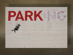 Klasičan slika s motivom Street ART – Banksy, dečji motiv, priroda u bež-crvenih nijansama | Slika na platnu Street ART – Banksy, detinjstvo i nostalgija – pregled
