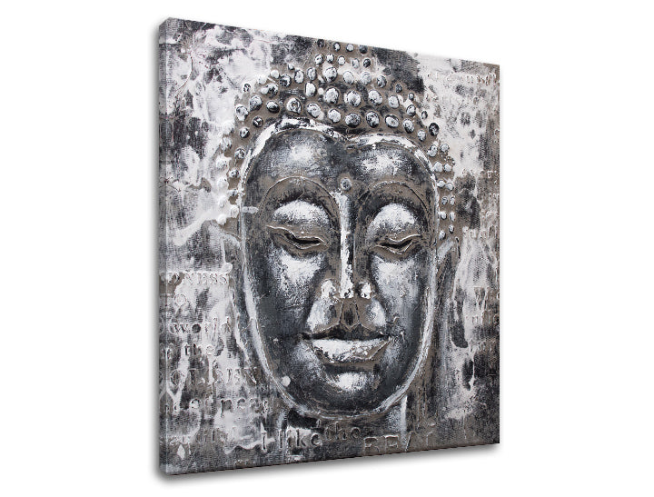 Industrijski slika na platnu s motivom BUDHA, Buddha u belo-sivih nijansama, mirna atmosfera, vnútorný mier, pogodan za spavaće sobe | Slika na platnu BUDHA – proizvod