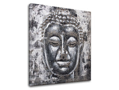 Industrijski slika na platnu s motivom BUDHA, Buddha u belo-sivih nijansama, mirna atmosfera, vnútorný mier, pogodan za spavaće sobe | Slika na platnu BUDHA – proizvod