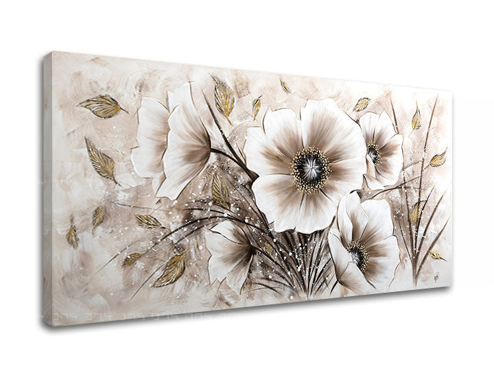Moderan slika na platnu s motivom lišće u krem-belih nijansama, elegantna atmosfera, priroda i elegancija | Slika na platnu CVEĆE – glavna