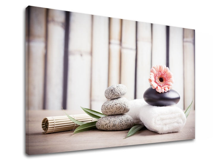 Klasičan slika s motivom FENG SHUI, bambus, cveće u bež-ružičastih nijansama | Slika na platnu FENG SHUI_053-11, priroda – pregled