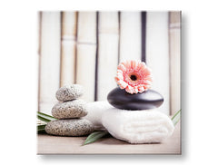 Klasičan slika na platnu s motivom FENG SHUI, cveće, priroda u belo-bežih nijansama, mirna atmosfera, priroda, pogodan za dnevnog boravka | Slika na platnu FENG SHUI_053-12 – glavna