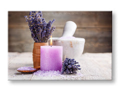 Klasičan slika na platnu s motivom FENG SHUI, sveća, lavanda, dečji motiv, cveće u belo-bežih nijansama, priroda, pogodan za dnevnog boravka – glavna