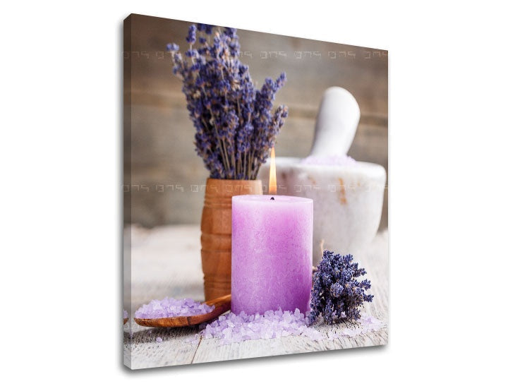 Klasičan slika s motivom FENG SHUI, sveća, lavanda u belo-bežih nijansama | Slika na platnu FENG SHUI_055-12, priroda – pregled