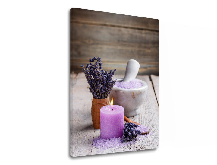 Klasičan slika na platnu s motivom FENG SHUI, sveća, lavanda, dečji motiv, cveće u belo-bežih nijansama, pogodan za dnevnog boravka | Slika na platnu FENG SHUI_056-11 – proizvod