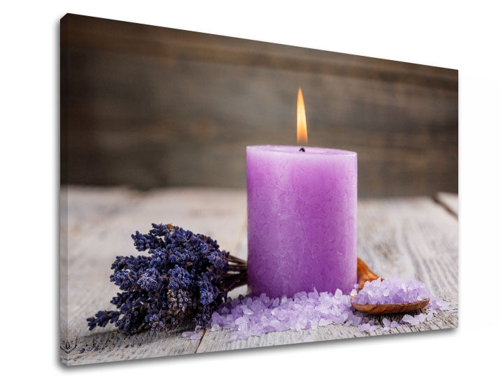 Klasičan slika s motivom FENG SHUI, sveća, lavanda u belo-bežih nijansama | Slika na platnu FENG SHUI_057-11 – pregled