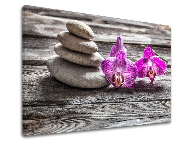 Klasičan slika s motivom FENG SHUI u ljubičasto-sivih nijansama | Slika na platnu FENG SHUI_060-11, priroda – pregled