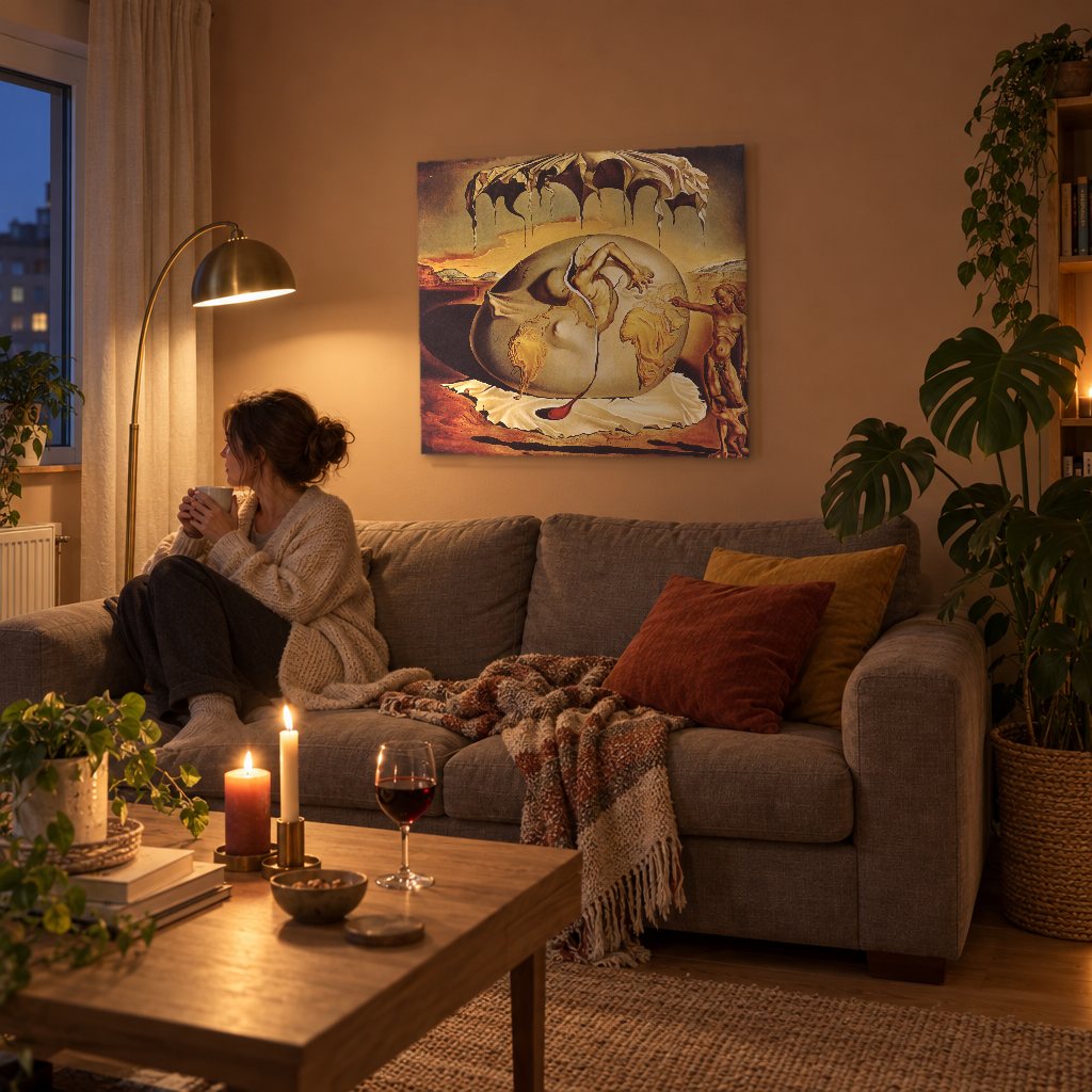 Slika na platnu Geopolitičko dete posmatra rađanje novog čoveka – Salvador Dali u trpezariji