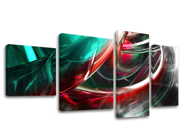 Pop art slika na platnu s motivom pejzaž, priroda u belo-zelenih nijansama, dinamična atmosfera, energija, višedelna izvedba, pogodan za kancelarije – glavna
