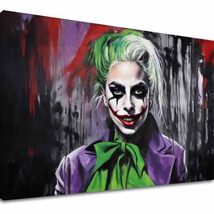 Moderan slika na platnu s motivom Joker Poker Face u belo-ljubičastih nijansama, pop kultura, pogodan za dnevnog boravka | Slika na platnu - Joker Poker Face – glavna