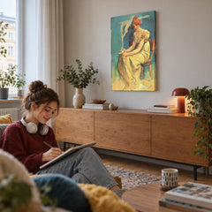Slika na platnu Kafa – Alfons Muha u dnevnoj sobi