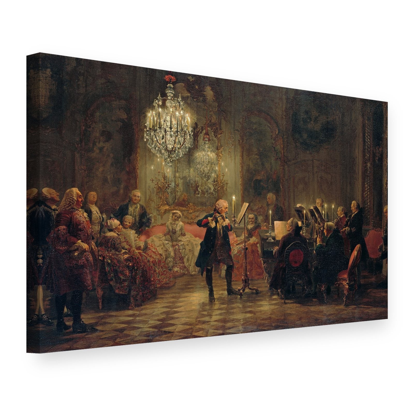 Slika na platnu Koncert za flautu Fridriha Velikog u Sansusiju – Adolf Mencel, 3D prikaz