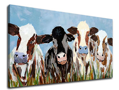 Pop art slika na platnu s motivom KRAVY, nebo, pejzaž, svemir u belo-smeđih nijansama, vesela atmosfera, priroda, pogodan za kuhinje | Slika na platnu KRAVY – proizvod