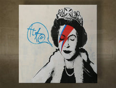 Pop art slika na platnu s motivom Street ART – Banksy, kruna, grafiti, pejzaž, priroda u belo-plavih nijansama, ikonografija, pogodan za kancelarije – glavna