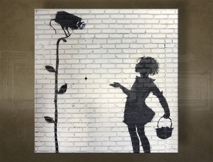 Klasičan slika na platnu s motivom Street ART – Banksy, cveće, priroda u belo-sivih nijansama, pogodan za kancelarije | Slika na platnu Street ART – Banksy – glavna