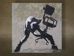 Klasičan slika na platnu s motivom Street ART – Banksy u belo-sivih nijansama, pogodan za kancelarije | Slika na platnu Street ART – Banksy – glavna