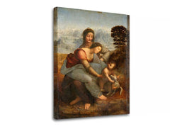 Vintage slika na platnu s motivom Leonardo da Vinci - Svatá porodica so svatou Annou, dete, pejzaž u plavo-zelenih nijansama, pogodan za hodnika – proizvod