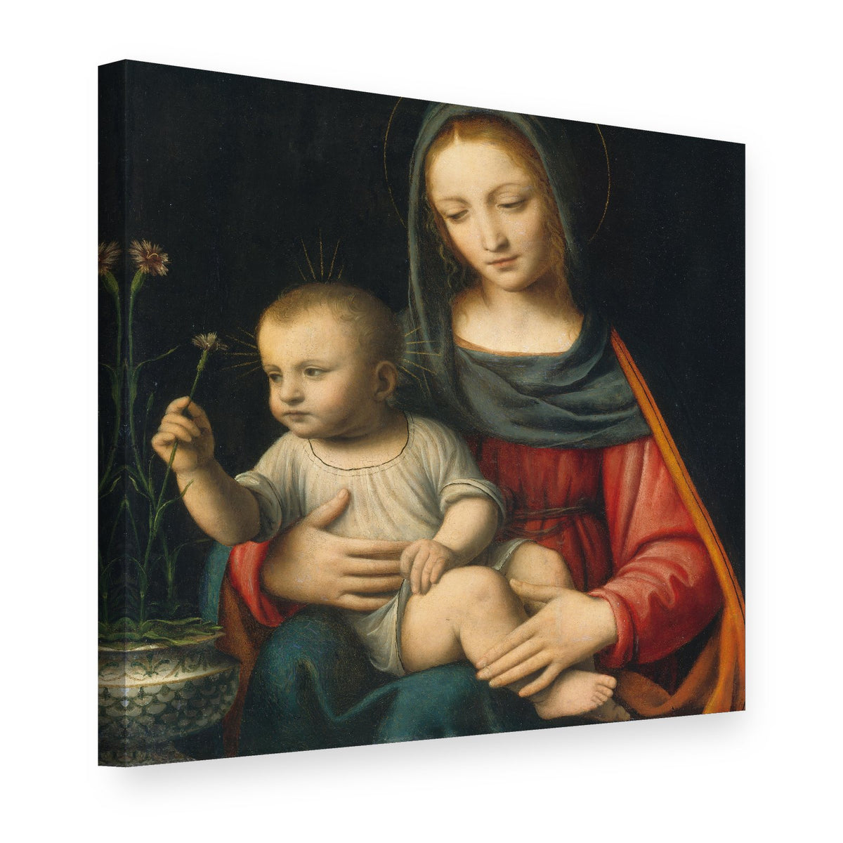 Slika na platnu Madona od karanfila – Bernardino Luini, 3D prikaz