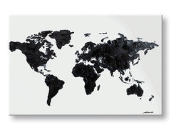 Moderan slika na platnu s motivom MAPA SVETA, priroda u belo-crnih nijansama, minimalizam | Slika na platnu MAPA SVETA – glavna