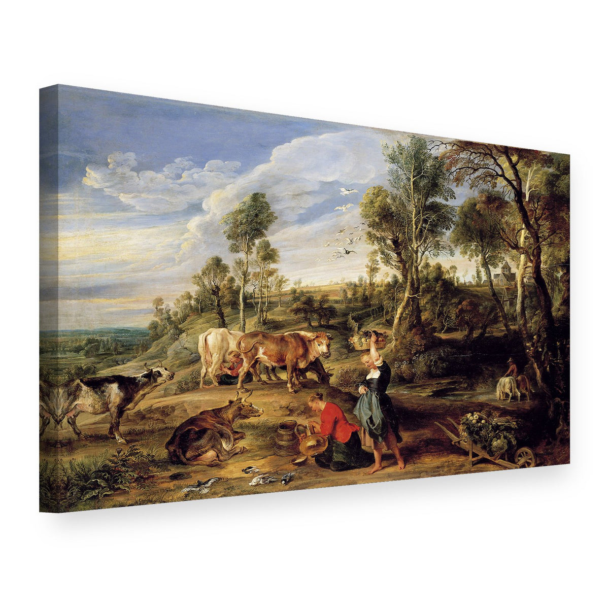 Slika na platnu Mlekarke sa stokom u pejzažu – Peter Paul Rubens, 3D prikaz