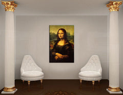 Pop art slika s motivom MONA LISA – Leonardo Da Vinci, pejzaž, gradski motiv u belo-zlatnih nijansama | Slika na platnu MONA LISA – Leonardo Da Vinci – pregled