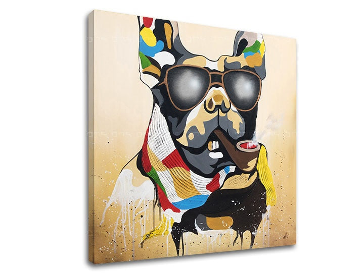 Pop art slika s motivom PES 1 delni, pas, dečji motiv u višebojnih nijansama | Slika na platnu PES 1 delni – pregled