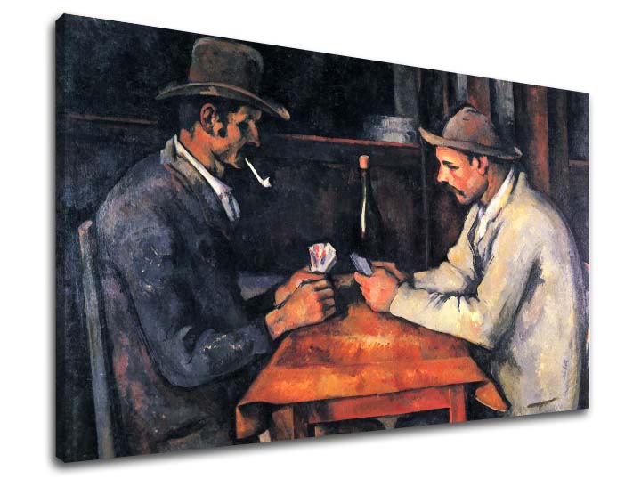 Vintage slika na platnu s motivom Paul Cézanne - Hráči kariet, dečji motiv u bež-smeđih nijansama, kontemplativna atmosfera, pogodan za radne sobe – proizvod