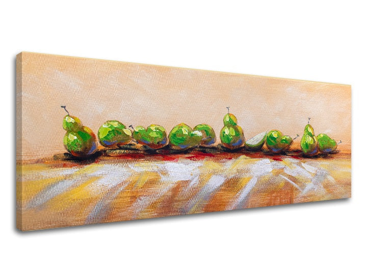 Moderan slika s motivom HRUŠKY, voće, pejzaž u bež-smeđih nijansama | Slika na platnu HRUŠKY, priroda – pregled