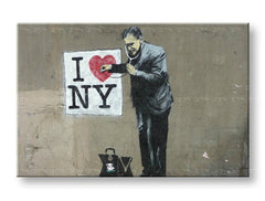Moderan slika na platnu s motivom Street ART – Banksy, muškarac u odelu u sivo-crvenih nijansama | Slika na platnu Street ART – Banksy – glavna