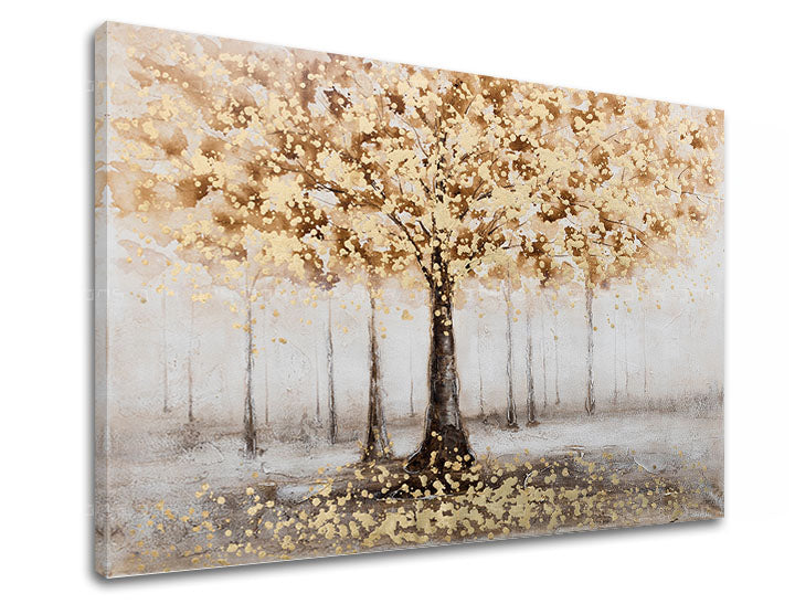 Art deko slika na platnu s motivom STROM, šuma, pejzaž, priroda u belo-bežih nijansama, mirna atmosfera, priroda i elegancija, pogodan za hodnika – glavna