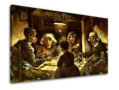 Vintage slika na platnu s motivom Vincent van Gogh - Jedáci zemiakov, mapa, priroda u bež-smeđih nijansama, tmurna atmosfera, pogodan za kuhinje – proizvod