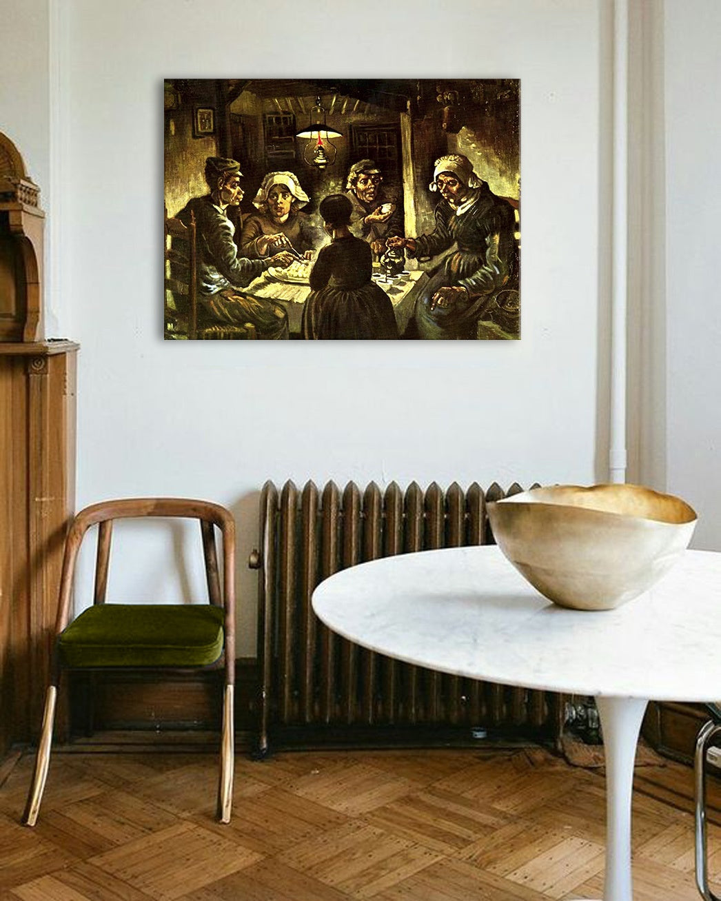 Vintage slika s motivom Vincent van Gogh - Jedáci zemiakov, mapa, priroda u bež-smeđih nijansama | Slika na platnu Vincent van Gogh - Jedáci zemiakov – pregled