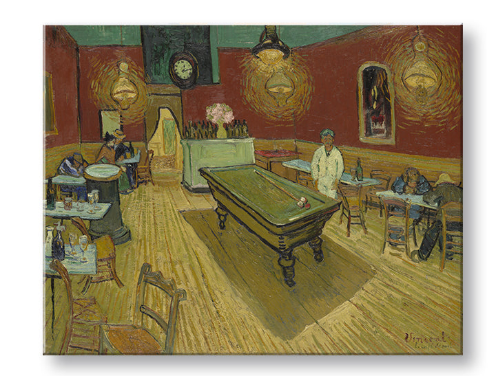 Vintage slika na platnu s motivom Vincent van Gogh - Nočná kaviareň, sat, mapa, priroda u smeđe-zelenih nijansama, pogodan za kuhinje | Slika na platnu Vincent van Gogh - Nočná kaviare..., pogled 2