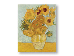 Vintage slika na platnu s motivom Vincent van Gogh - Váza s dvanástimi slnečnicami, vaza, cveće u plavo-žutih nijansama, živahna atmosfera, pogodan za dnevnog boravka – proizvod, pogled 2