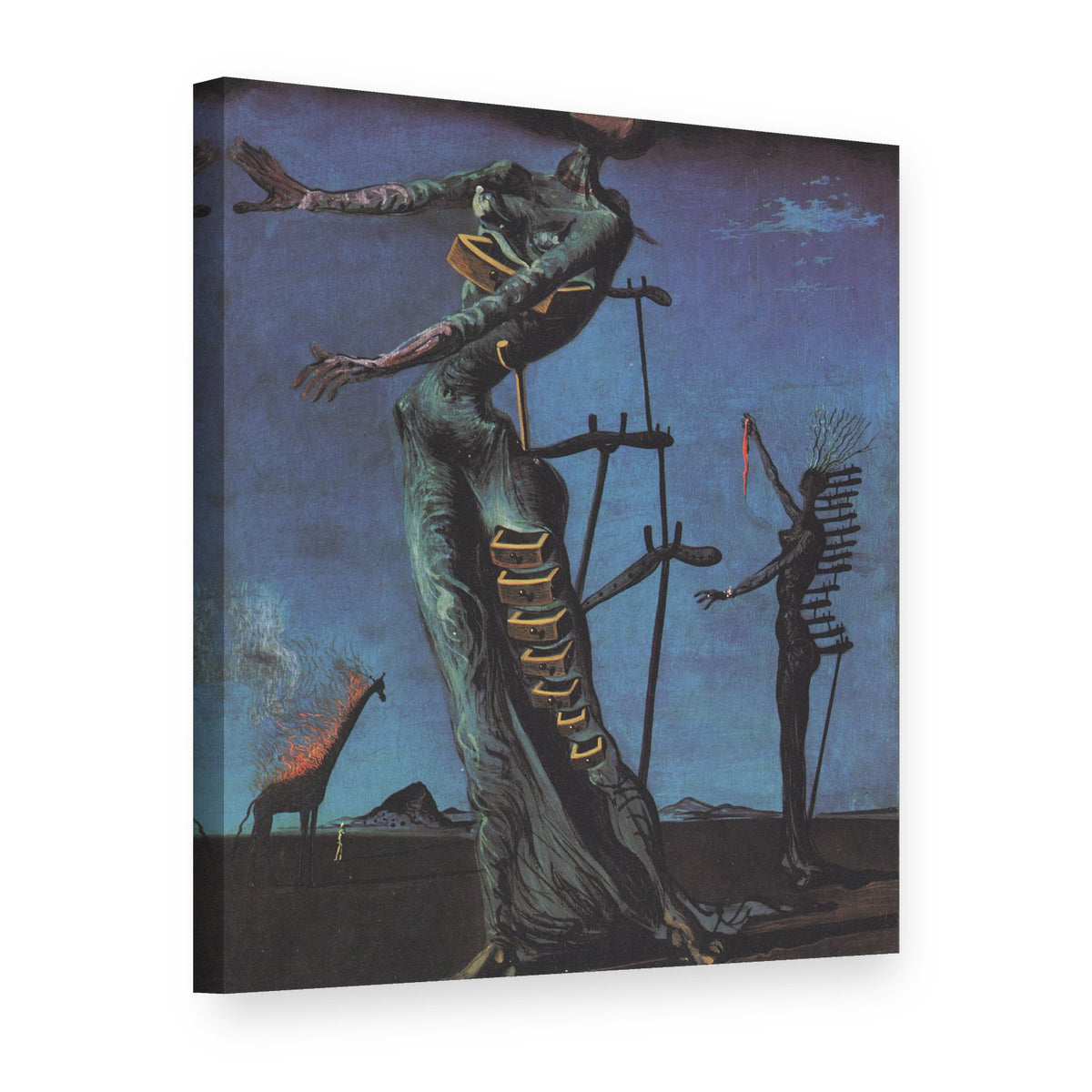 Slika na platnu Žirafa u plamenu – Salvador Dali, 3D prikaz