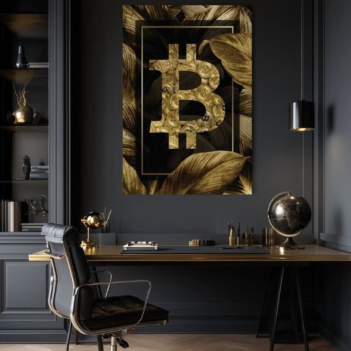 Slika na platnu Zlatý Bitcoin - Moderan Kryptomotív - slika 2