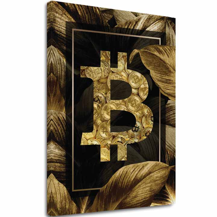 Slika na platnu Zlatý Bitcoin - Moderan Kryptomotív - glavna slika
