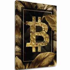 Slika na platnu Zlatý Bitcoin - Moderan Kryptomotív - glavna slika