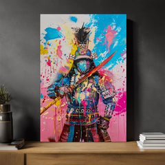 Ručno slikan slika na platnu s motivom Samurai Spirit na platnu u žuto-belih nijansama, energična atmosfera, snaga | Slika Samurai Spirit na platnu – proizvod, pogled 2