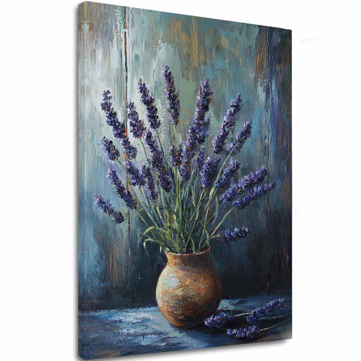 Moderan slika na platnu s motivom lavandina harmonija, lavanda, cveće u plavo-zelenih nijansama, mirna atmosfera, priroda | Slika lavandina harmonija – glavna