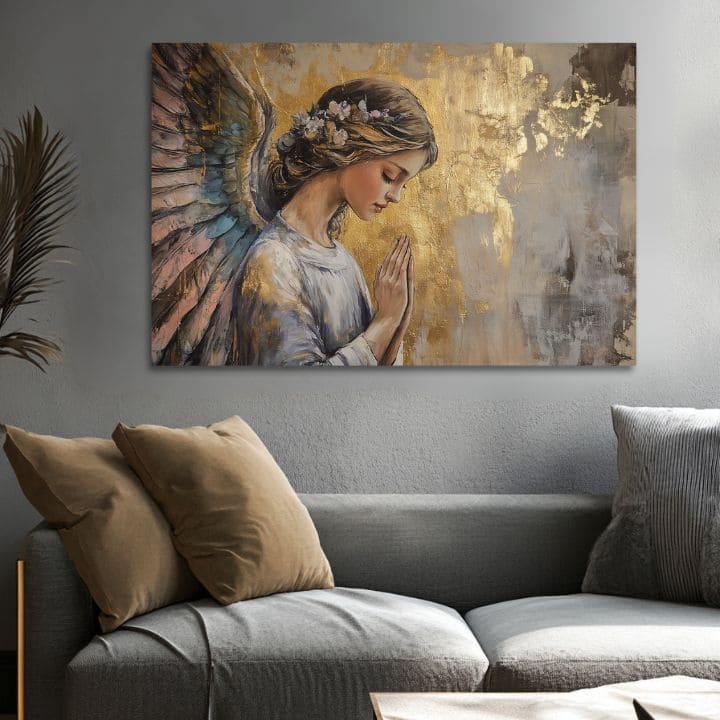 slika anđela u modernom dnevnom boravku – interijer mockup, Papilora.
