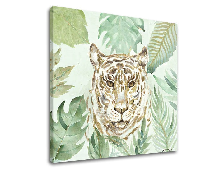 Moderan slika s motivom LEOPARD, tigar, priroda u bež-smeđih nijansama | Slika na platnu LEOPARD, priroda – pregled