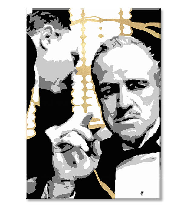Ručno slikan slika na platnu s motivom PREMIUM ART – The Godfather, automobil u belo-zlatnih nijansama, dramatična atmosfera | Slike na platnu - PREMIUM ART – The Godfather – proizvod, pogled 2